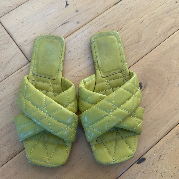 Zara Quilted Lime Sandals - Picture 2 of 3